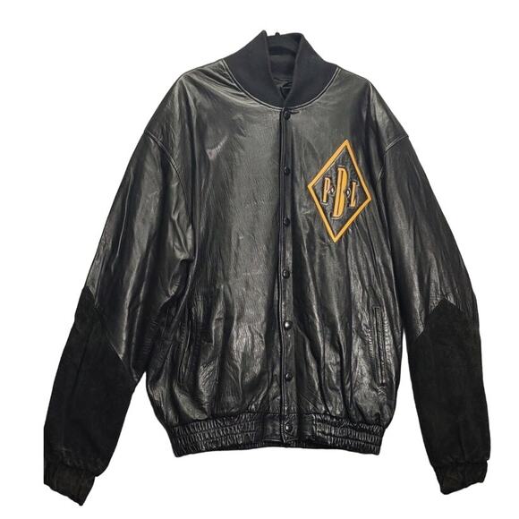 J.A.L. Melrose Avenue P.B.L. Mens XXL Leather Bomber Jacket Ruthless Records VNT